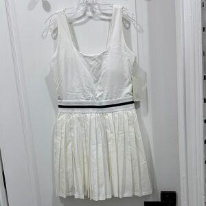 All in Motion White Pleated Dress